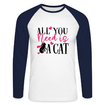T-shirt Cats Love Cadeau Maine Coon Pet - T-shirt baseball manches longues Homme - blanc/marine - Devant - Nik (191cm)
