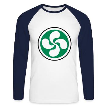 Croix du Pays Basque - T-shirt baseball manches longues Homme - blanc/marine - Devant - Nik (191cm)