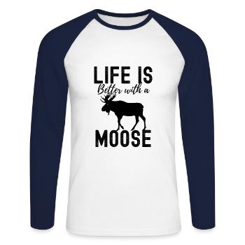 elk - Unisex Long Sleeve Baseball T-Shirt - white/navy - Front - Nik (191cm)