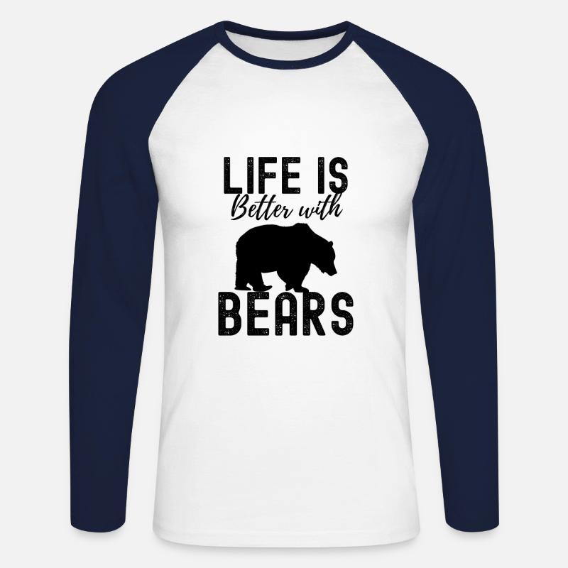 Bär - Unisex Baseballshirt langarm - Weiß/Navy
