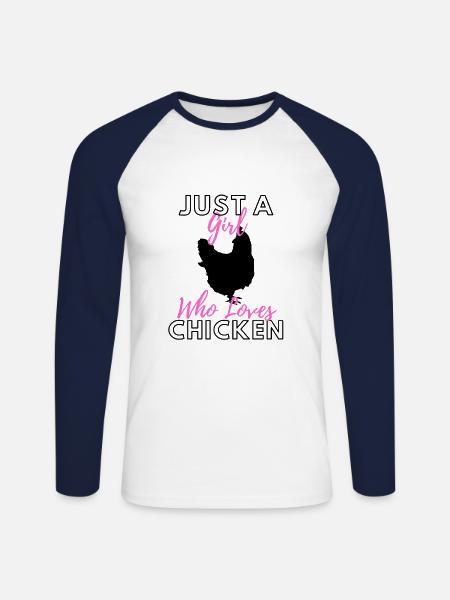 Huhn - Unisex Baseballshirt langarm - Weiß/Navy