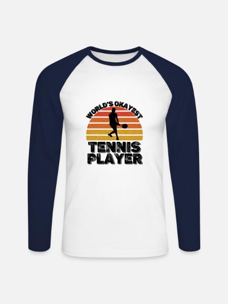 Tennis - T-shirt baseball manches longues Homme - blanc/marine