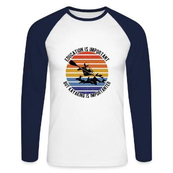 Kayak - Unisex Baseballshirt langarm - Weiß/Navy - Vorne - Nik (191cm)