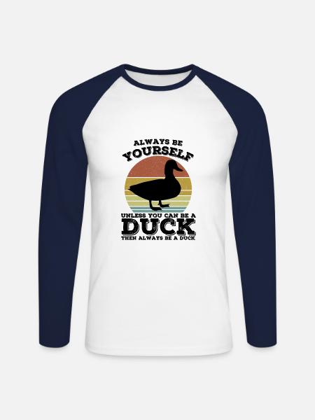 Duck - Unisex Long Sleeve Baseball T-Shirt - white/navy
