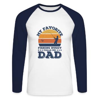 Angling - Unisex Long Sleeve Baseball T-Shirt - white/navy - Front - Nik (191cm)