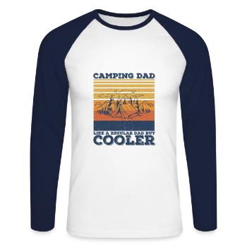 Camping - Unisex Long Sleeve Baseball T-Shirt - white/navy - Front - Nik (191cm)