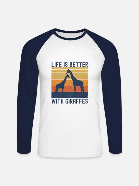 Giraffe - Unisex Long Sleeve Baseball T-Shirt - white/navy