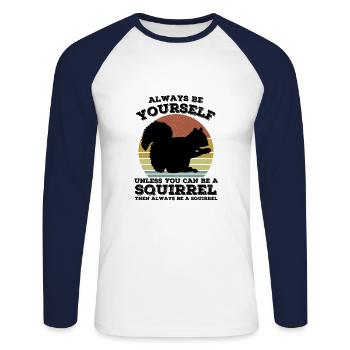 Écureuil - T-shirt baseball manches longues Homme - blanc/marine - Devant - Nik (191cm)