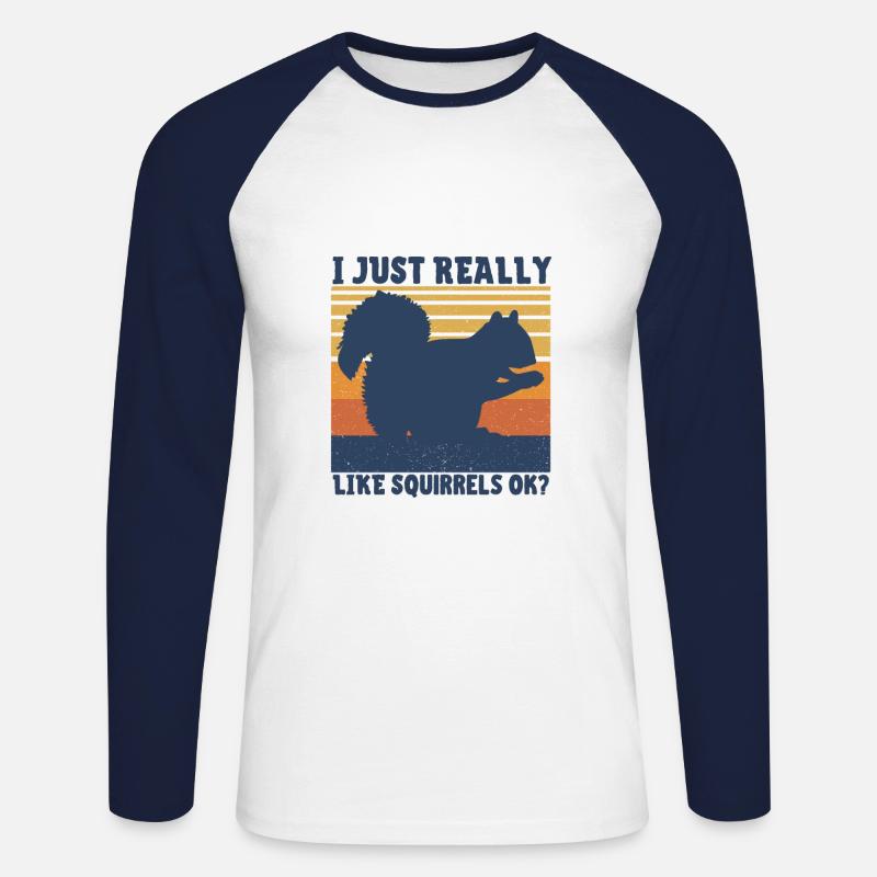 Eichhörnchen - Unisex Baseballshirt langarm - Weiß/Navy