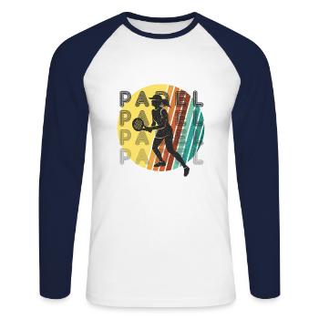 Padel tennis Joueurs de Padel Femmes Padel - T-shirt baseball manches longues Homme - blanc/marine - Devant - Nik (191cm)