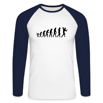 Evolution bodybuilding fitness - Unisex Long Sleeve Baseball T-Shirt - white/navy - Front - Nik (191cm)