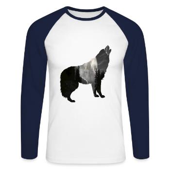 Wolf Moon - Unisex Baseballshirt langarm - Weiß/Navy - Vorne - Nik (191cm)