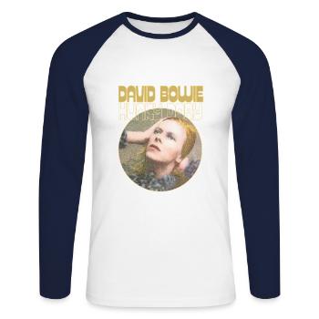David Bowie Hunky Dory Album Cover - Unisex Baseballshirt langarm - Weiß/Navy - Vorne - Nik (191cm)