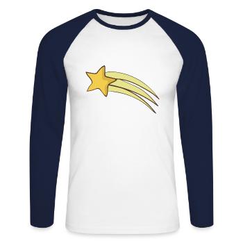 Sternschnuppe - Unisex Baseballshirt langarm - Weiß/Navy - Vorne - Nik (191cm)