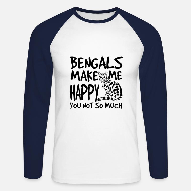 Bengal Katze - Unisex Baseballshirt langarm - Weiß/Navy
