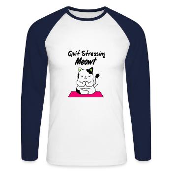 Chats été drôle valise chaton cadeau - T-shirt baseball manches longues Homme - blanc/marine - Devant - Nik (191cm)