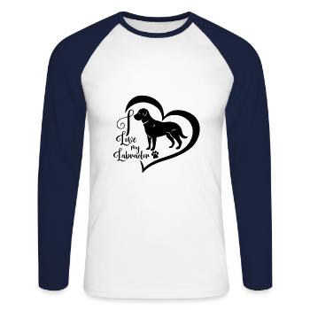Labrador - Unisex Baseballshirt langarm - Weiß/Navy - Vorne - Nik (191cm)