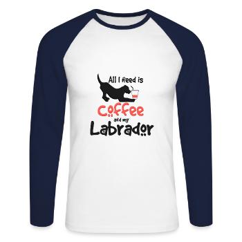 Labrador - Unisex Baseballshirt langarm - Weiß/Navy - Vorne - Nik (191cm)