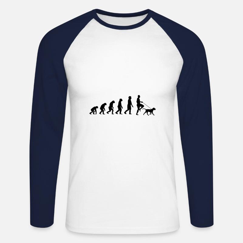 Labrador Evolution - Unisex Long Sleeve Baseball T-Shirt - white/navy