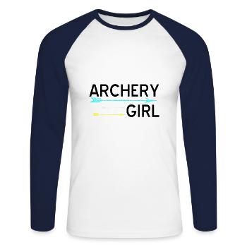 Tir à l'arc - T-shirt baseball manches longues Homme - blanc/marine - Devant - Nik (191cm)