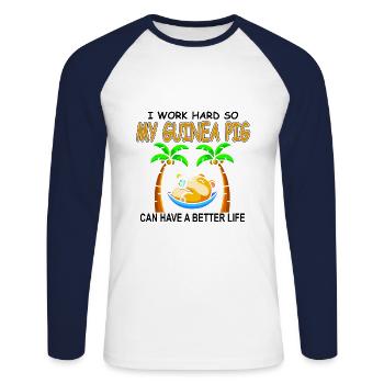 cobayes - T-shirt baseball manches longues Homme - blanc/marine - Devant - Nik (191cm)