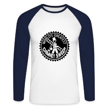 ramoneur - T-shirt baseball manches longues Homme - blanc/marine - Devant - Nik (191cm)
