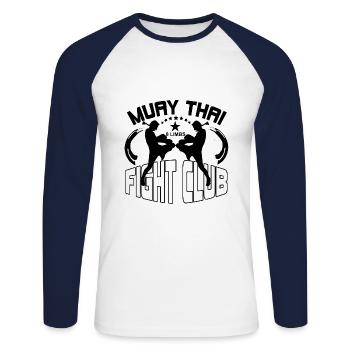 Cadeau de Muay Thai - T-shirt baseball manches longues Homme - blanc/marine - Devant - Nik (191cm)