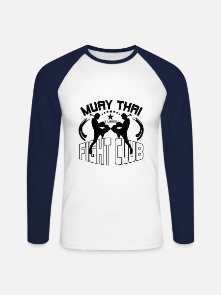 Muay Thai Geschenk - Unisex Baseballshirt langarm - Weiß/Navy