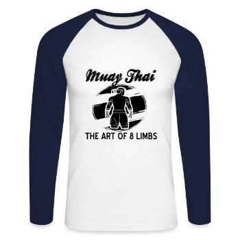 Muay Thai - T-shirt baseball manches longues Homme - blanc/marine - Devant - Nik (191cm)