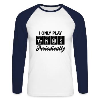 Tennis - Unisex Baseballshirt langarm - Weiß/Navy - Vorne - Nik (191cm)