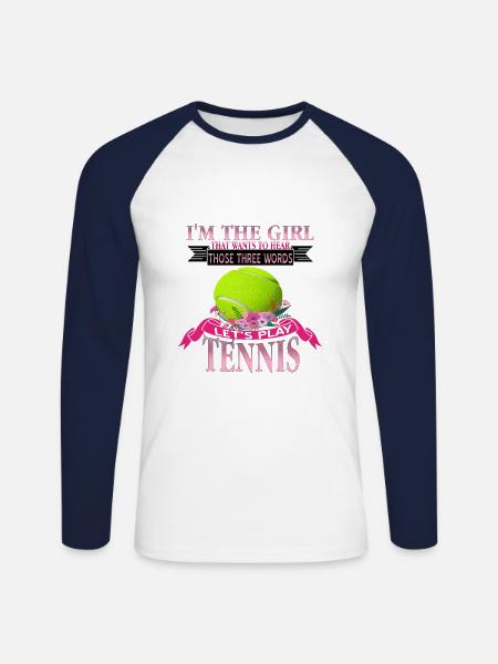 Tennis - Unisex Baseballshirt langarm - Weiß/Navy