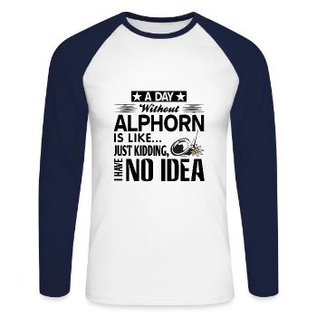 Cor des Alpes - T-shirt baseball manches longues Homme - blanc/marine - Devant - Nik (191cm)