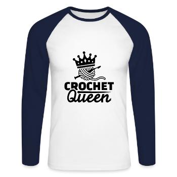 Häkeln - Unisex Baseballshirt langarm - Weiß/Navy - Vorne - Nik (191cm)