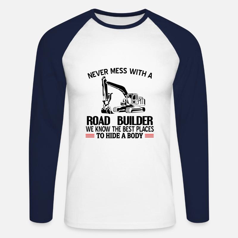 Straßenbauer - Unisex Baseballshirt langarm - Weiß/Navy