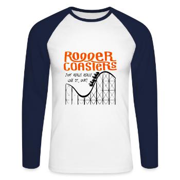 montagnes russes - T-shirt baseball manches longues Homme - blanc/marine - Devant - Nik (191cm)