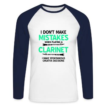 Clarinette - T-shirt baseball manches longues Homme - blanc/marine - Devant - Nik (191cm)