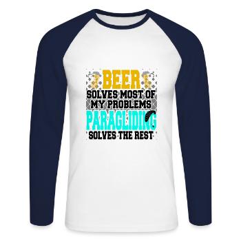 Paragliding - Unisex Baseballshirt langarm - Weiß/Navy - Vorne - Nik (191cm)