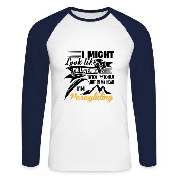 Paragliding - Unisex Baseballshirt langarm - Weiß/Navy - Vorne - Nik (191cm)