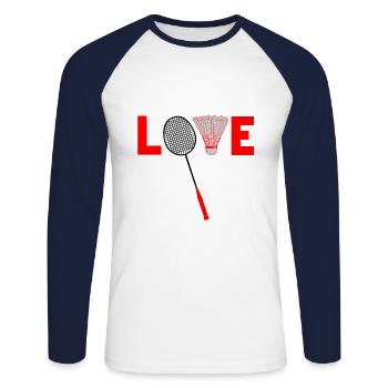Badminton - T-shirt baseball manches longues Homme - blanc/marine - Devant - Nik (191cm)