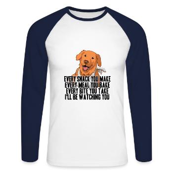 Labrador - T-shirt baseball manches longues Homme - blanc/marine - Devant - Nik (191cm)