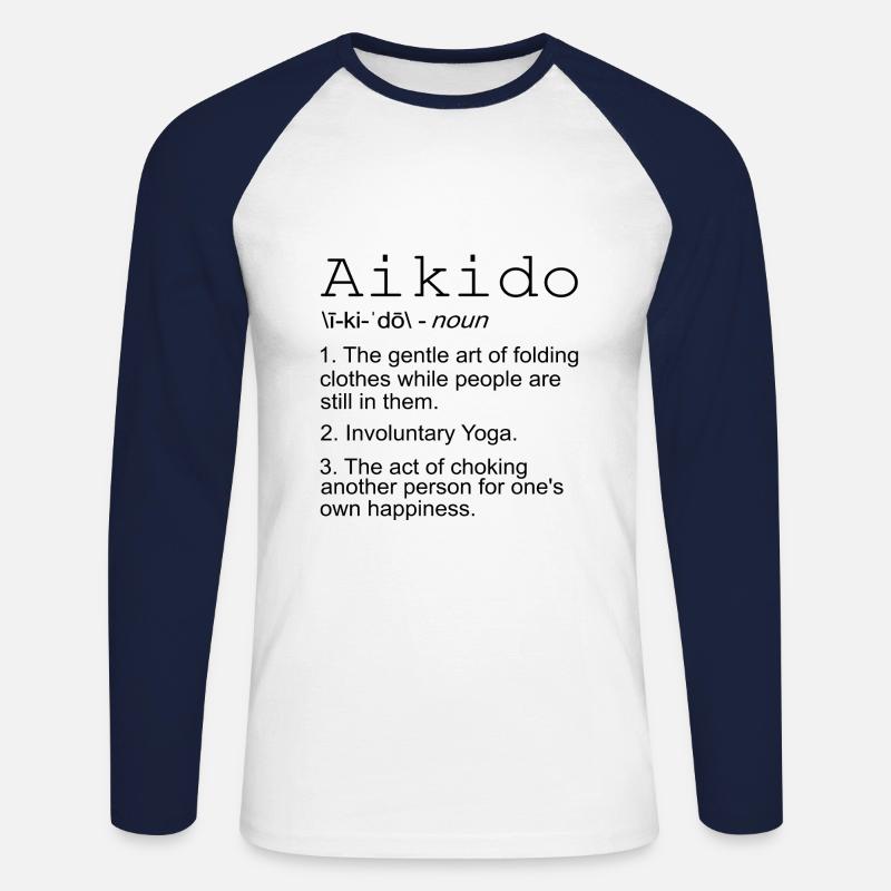Aikido - Unisex Baseballshirt langarm - Weiß/Navy