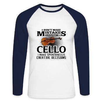 Violoncelle - T-shirt baseball manches longues Homme - blanc/marine - Devant - Nik (191cm)