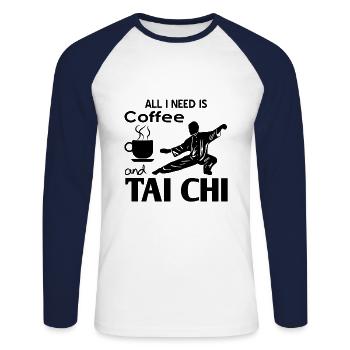 Tai Chi - Unisex Long Sleeve Baseball T-Shirt - white/navy - Front - Nik (191cm)