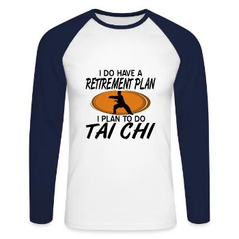 Tai Chi - Unisex Long Sleeve Baseball T-Shirt - white/navy - Front - Nik (191cm)