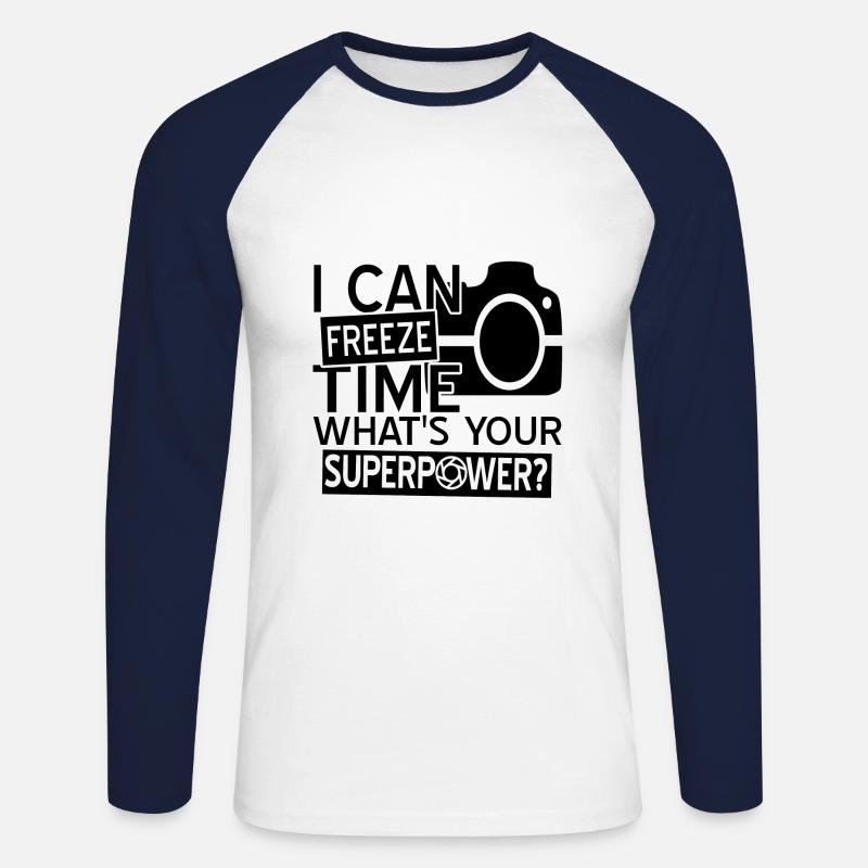 Fotograf - Unisex Baseballshirt langarm - Weiß/Navy