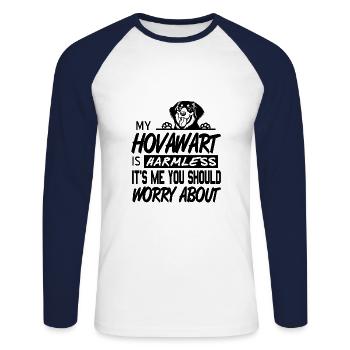 Hovawart Hund - Unisex Baseballshirt langarm - Weiß/Navy - Vorne - Nik (191cm)