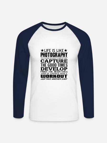 Fotograf - Unisex Baseballshirt langarm - Weiß/Navy