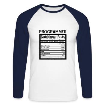 programmer - Unisex Long Sleeve Baseball T-Shirt - white/navy - Front - Nik (191cm)