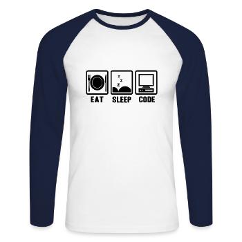programmer - Unisex Long Sleeve Baseball T-Shirt - white/navy - Front - Nik (191cm)