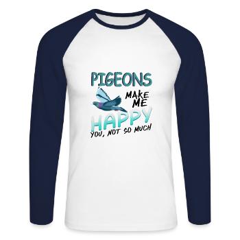 Dove - Unisex Long Sleeve Baseball T-Shirt - white/navy - Front - Nik (191cm)